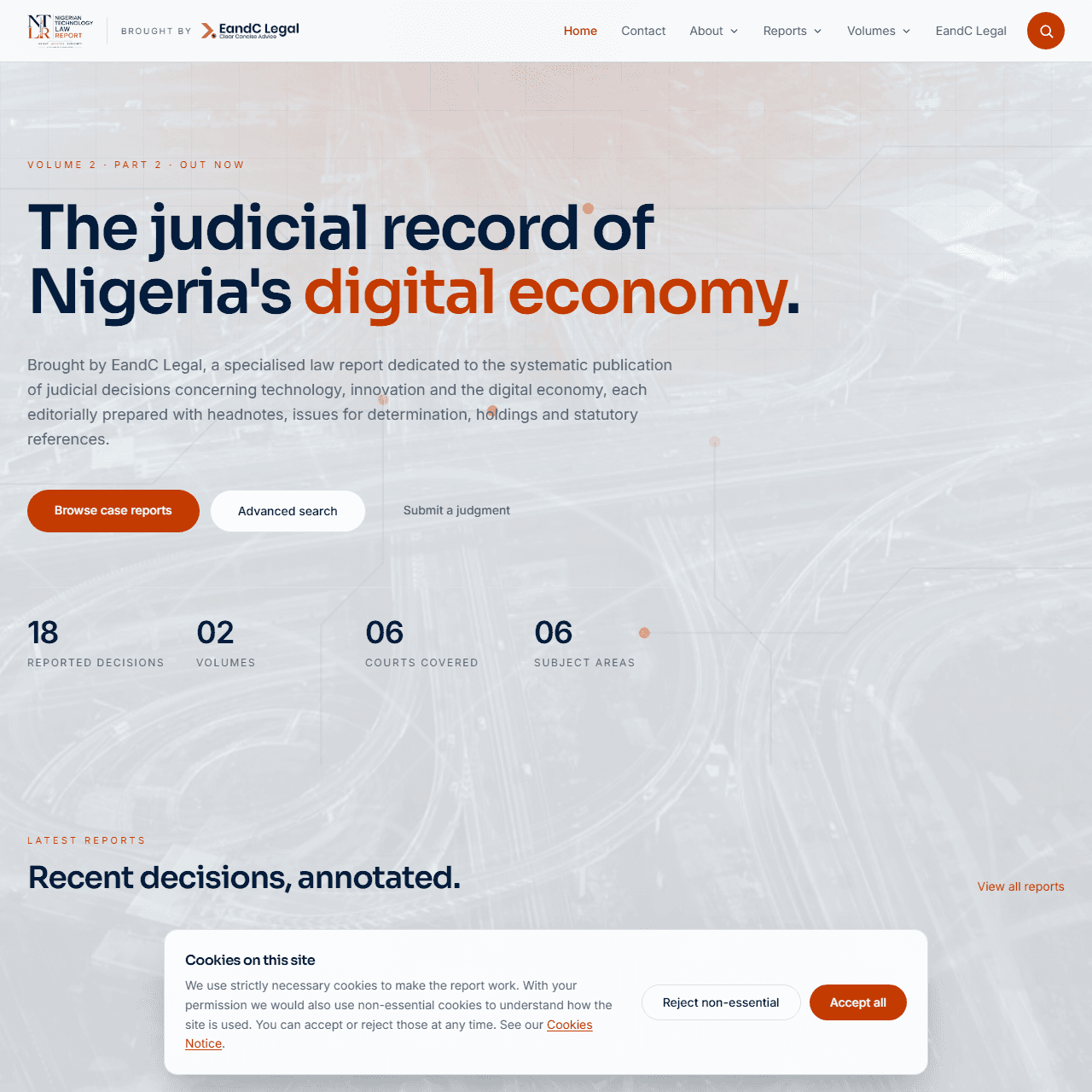 Nigerian Technology Law Report website on desktop