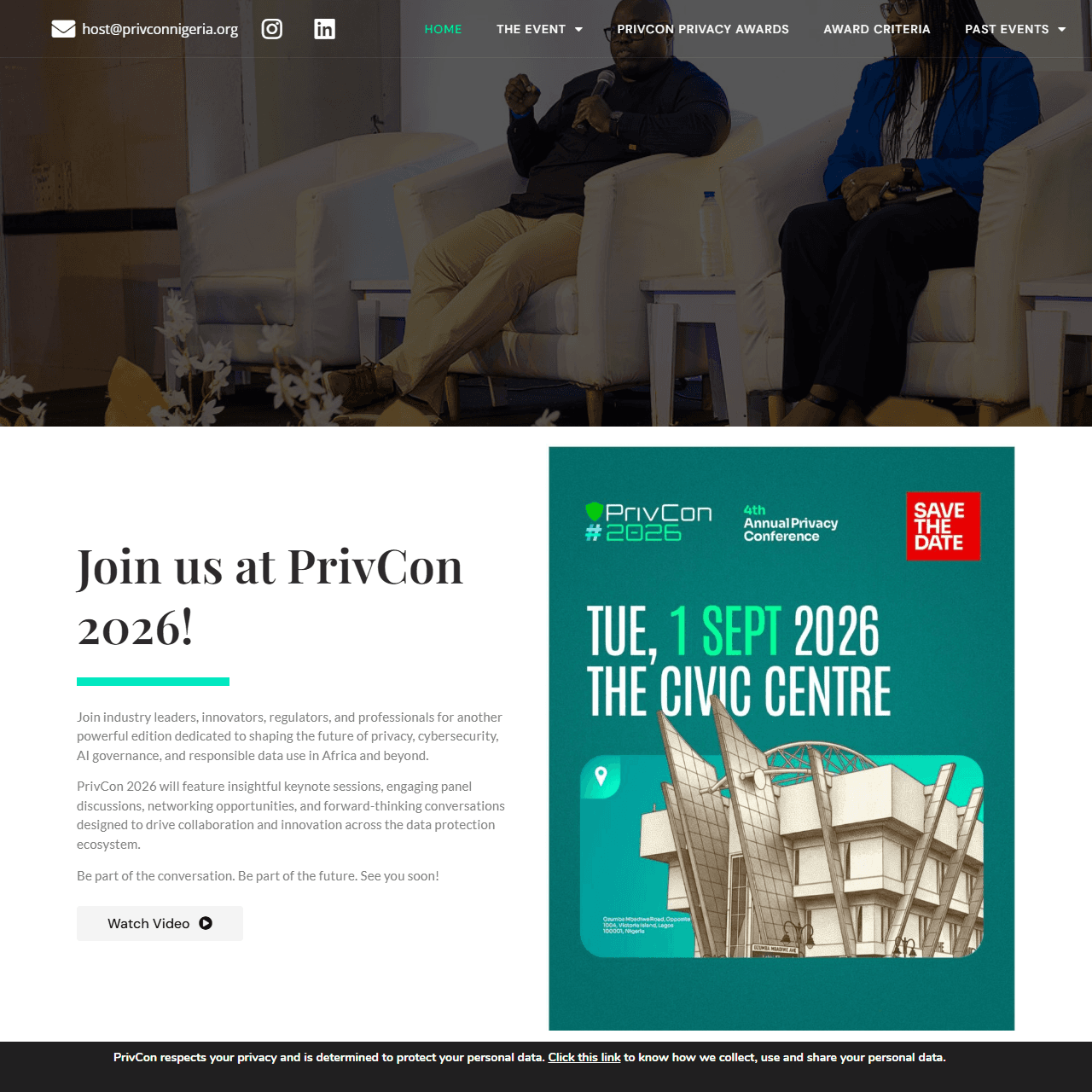 PrivCon Nigeria website on desktop