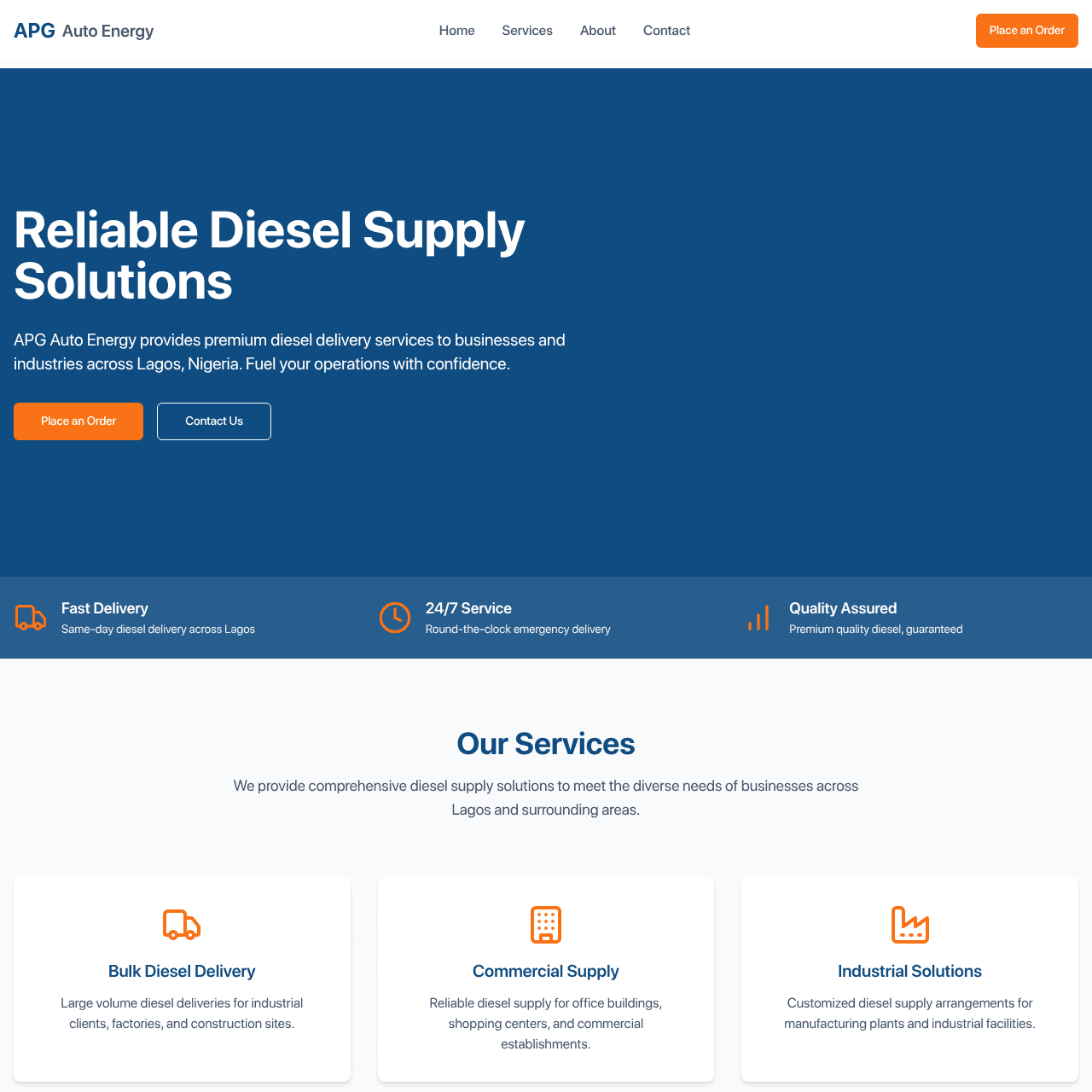 APG Auto Energy website on desktop