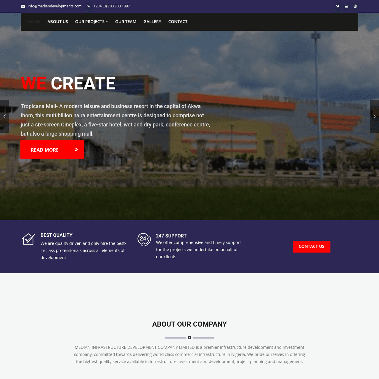 Median Developments website on desktop